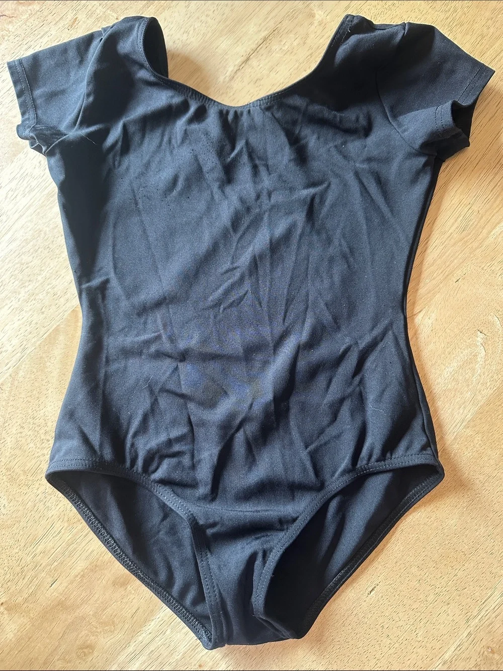 Capezio Girls Large Black Leotard + Gray Cropped Dance Sweater Ballet Bundle
